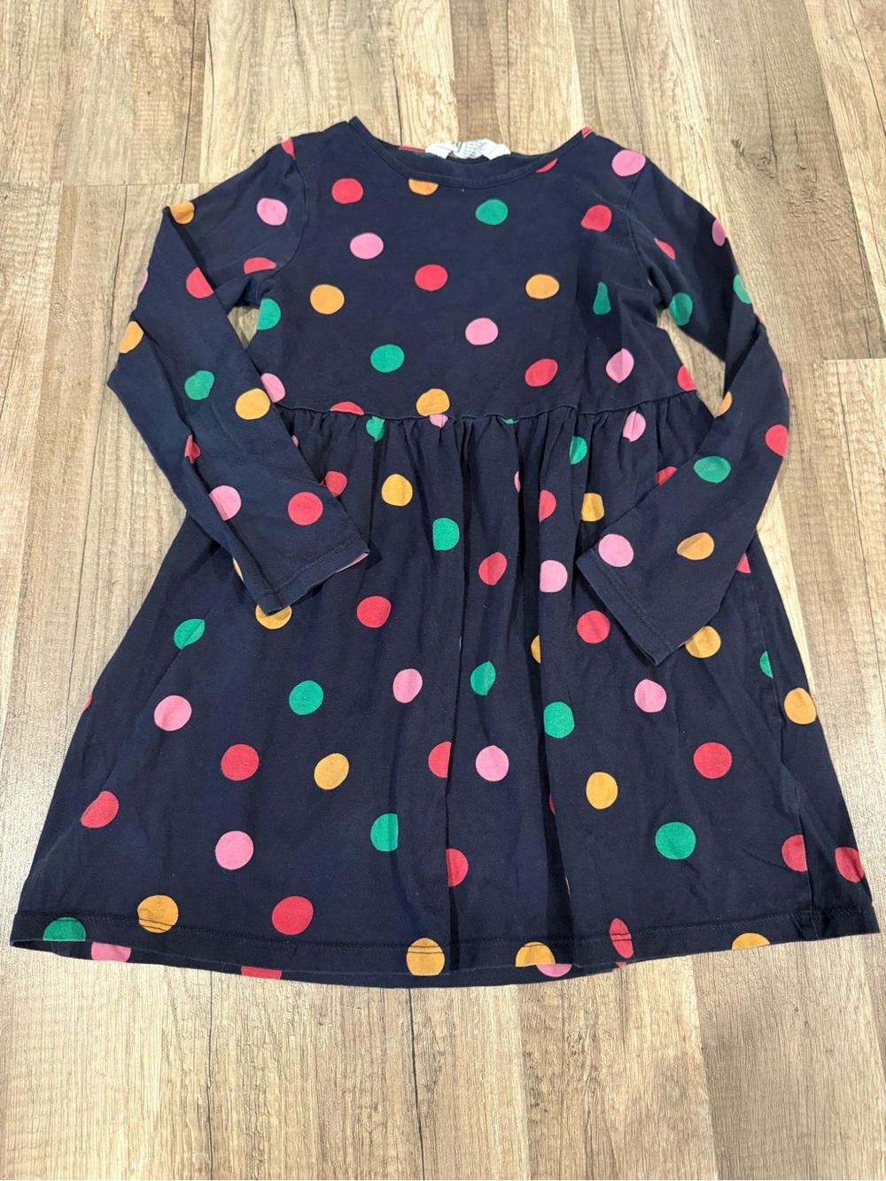 H&M Navy Long-Sleeve Polka Dot Dress - Multicolor Dots